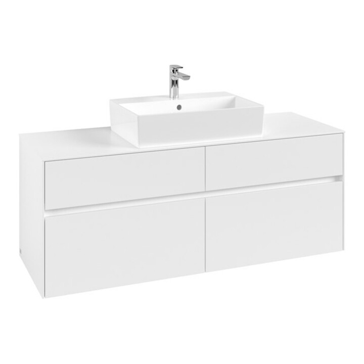 V&B Collaro Meuble sous lavabo 140x54,8x50cm, f EV central, blanc mat