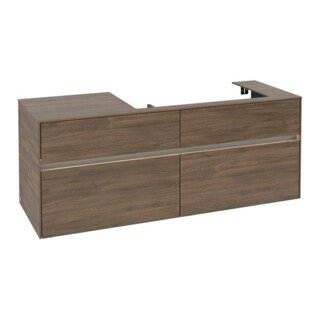 V&B Collaro Meuble sous lavabo 140x54,8x50cm, lavabo à droite, avec LED, Ariz. Oa