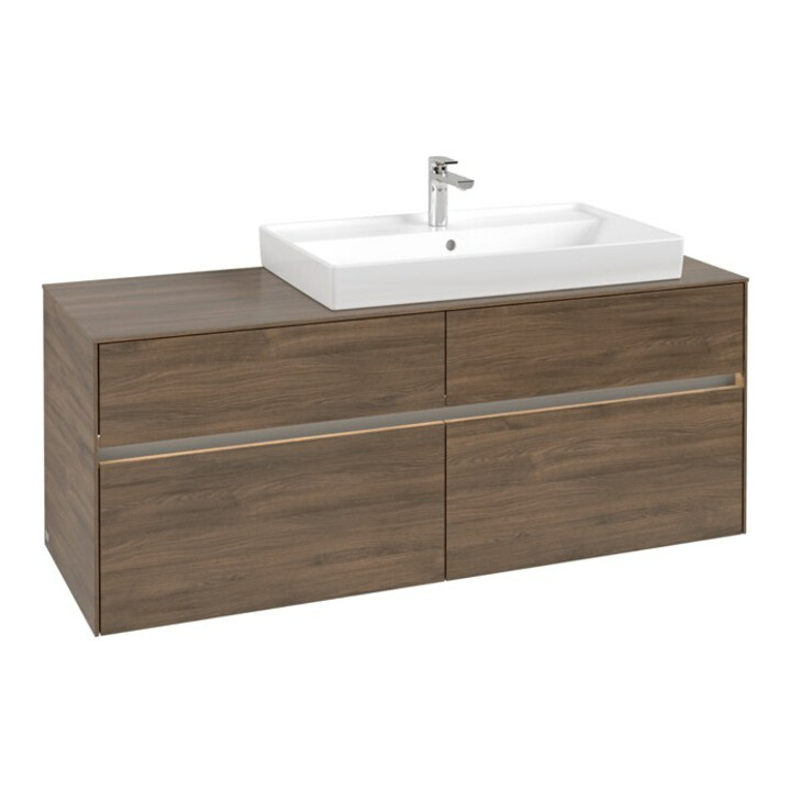 V&B Collaro Meuble sous lavabo 140x54,8x50cm, lavabo à droite, avec LED, Ariz. Oa