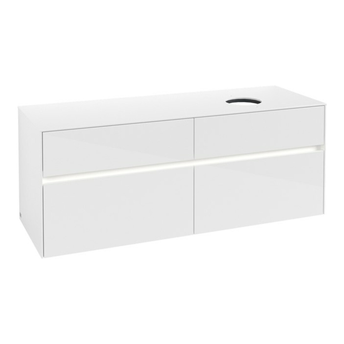 V&B Collaro Meuble sous lavabo 140x54,8x50cm, lavabo à droite, LED 10W, blanc brillant