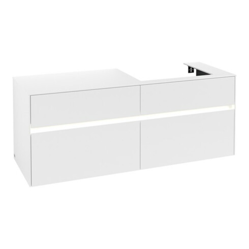 V&B Collaro Meuble sous lavabo 140x54,8x50cm, lavabo à droite, LED 10W, blanc mat