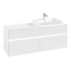 V&B Collaro Meuble sous lavabo 140x54,8x50cm, lavabo à droite, LED 10W, blanc mat
