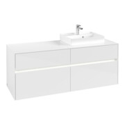 V&B Collaro Meuble sous lavabo 140x54,8x50cm, lavabo droit, LED 10W, blanc brillant-4