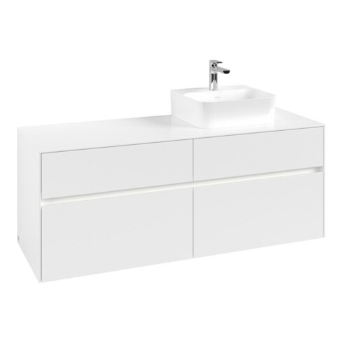 V&B Collaro Meuble sous lavabo 140x54,8x50cm, lavabo droit, LED 10W, blanc mat