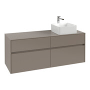 V&B Collaro Meuble sous-lavabo 140x54,8x50cm, lavabo droit, LED 10W, cashmere Gr