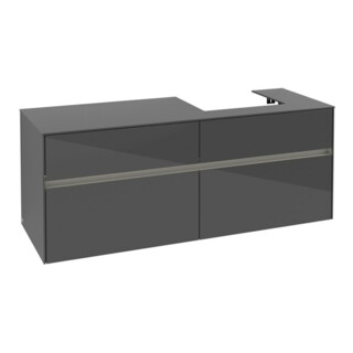 V&B Collaro Meuble sous-lavabo 140x54,8x50cm, Lavabo droit, LED 10W, glo Gr
