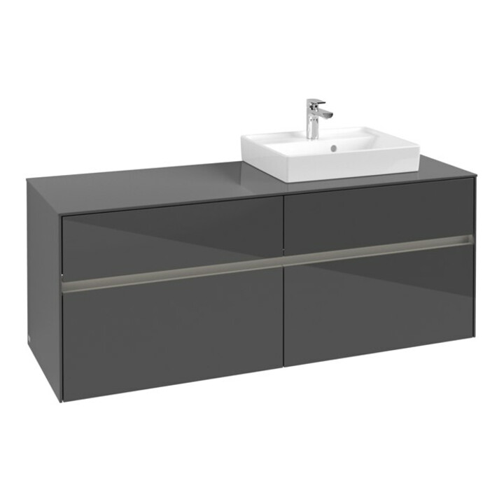 V&B Collaro Meuble sous-lavabo 140x54,8x50cm, Lavabo droit, LED 10W, glo Gr