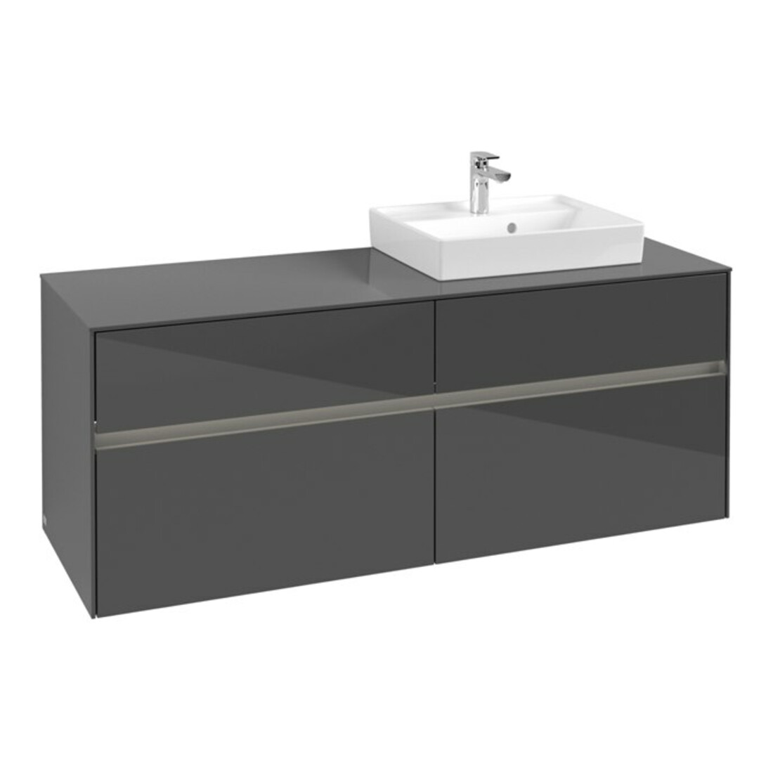 V&B Collaro Meuble sous-lavabo 140x54,8x50cm, Lavabo droit, LED 10W, glo Gr