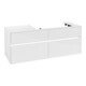V&B Collaro Meuble sous lavabo 140x54,8x50cm, lavabo droite, avec LED, blanc brillant-1