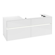 V&B Collaro Meuble sous lavabo 140x54,8x50cm, lavabo droite, avec LED, blanc brillant