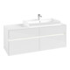 V&B Collaro Meuble sous lavabo 140x54,8x50cm, lavabo droite, avec LED, blanc brillant-3