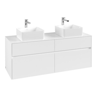 V&B Collaro Meuble sous lavabo 140x54,8x50cm, pour 2 lavabos, blanc mat