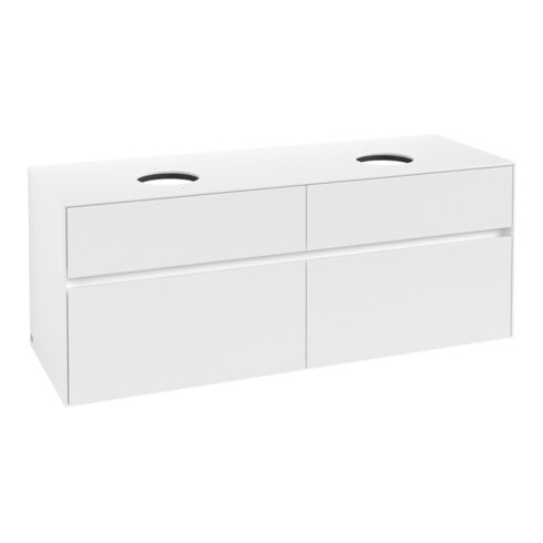 V&B Collaro Meuble sous lavabo 140x54,8x50cm, pour 2 lavabos, blanc mat