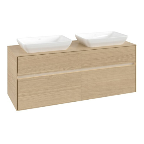 V&B Collaro Meuble sous lavabo 140x54,8x50cm, pour 2 lavabos, LED 10 W, Nord Oa