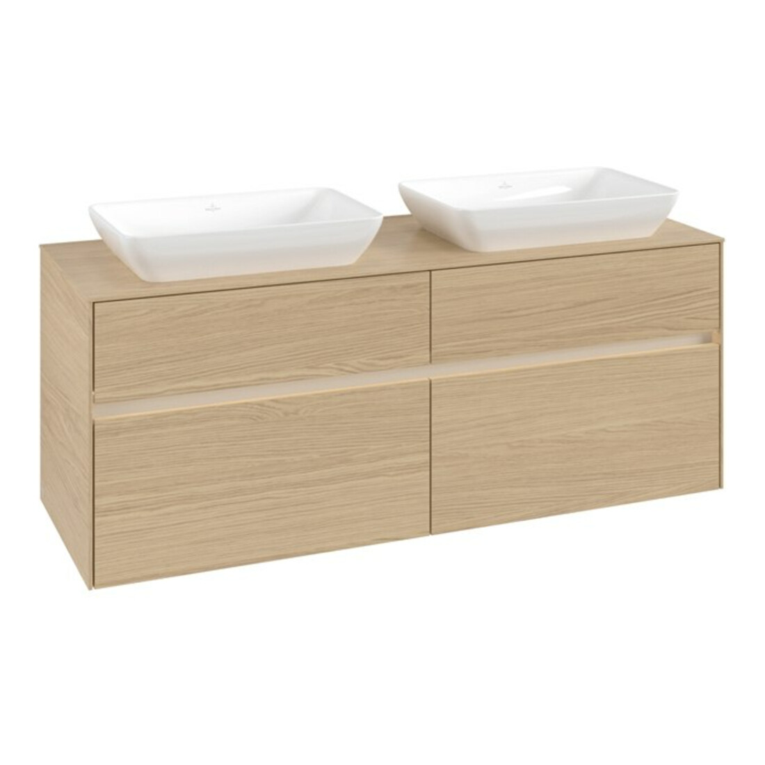 V&B Collaro Meuble sous lavabo 140x54,8x50cm, pour 2 lavabos, LED 10 W, Nord Oa