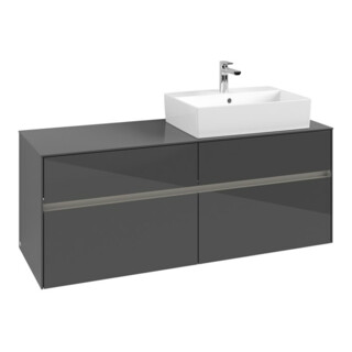 V&B Collaro Meuble sous lavabo 140x54,8x50cm, vasque à droite, LED 10W, glo Gr