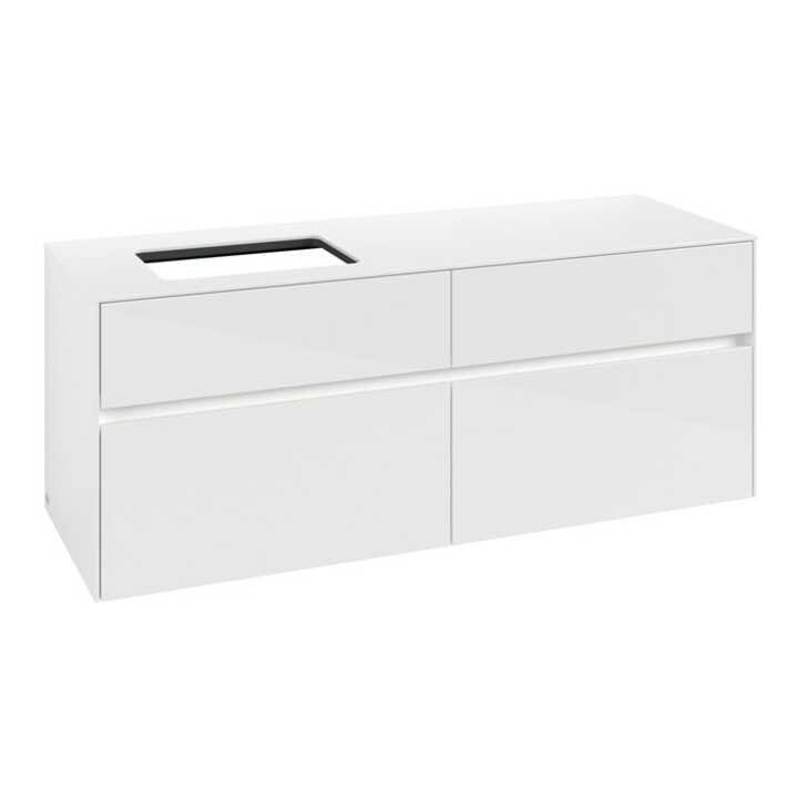 V&B Collaro Meuble sous lavabo 140x54,8x50cm, WT l, LED 10W, blanc brillant