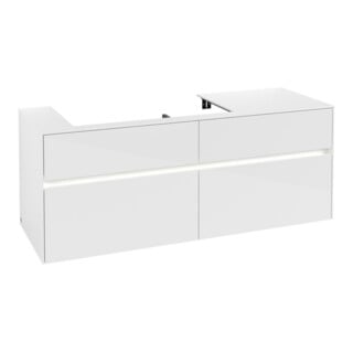 V&B Collaro Meuble sous lavabo 140x54,8x50cm, WT l, LED 10W, blanc brillant