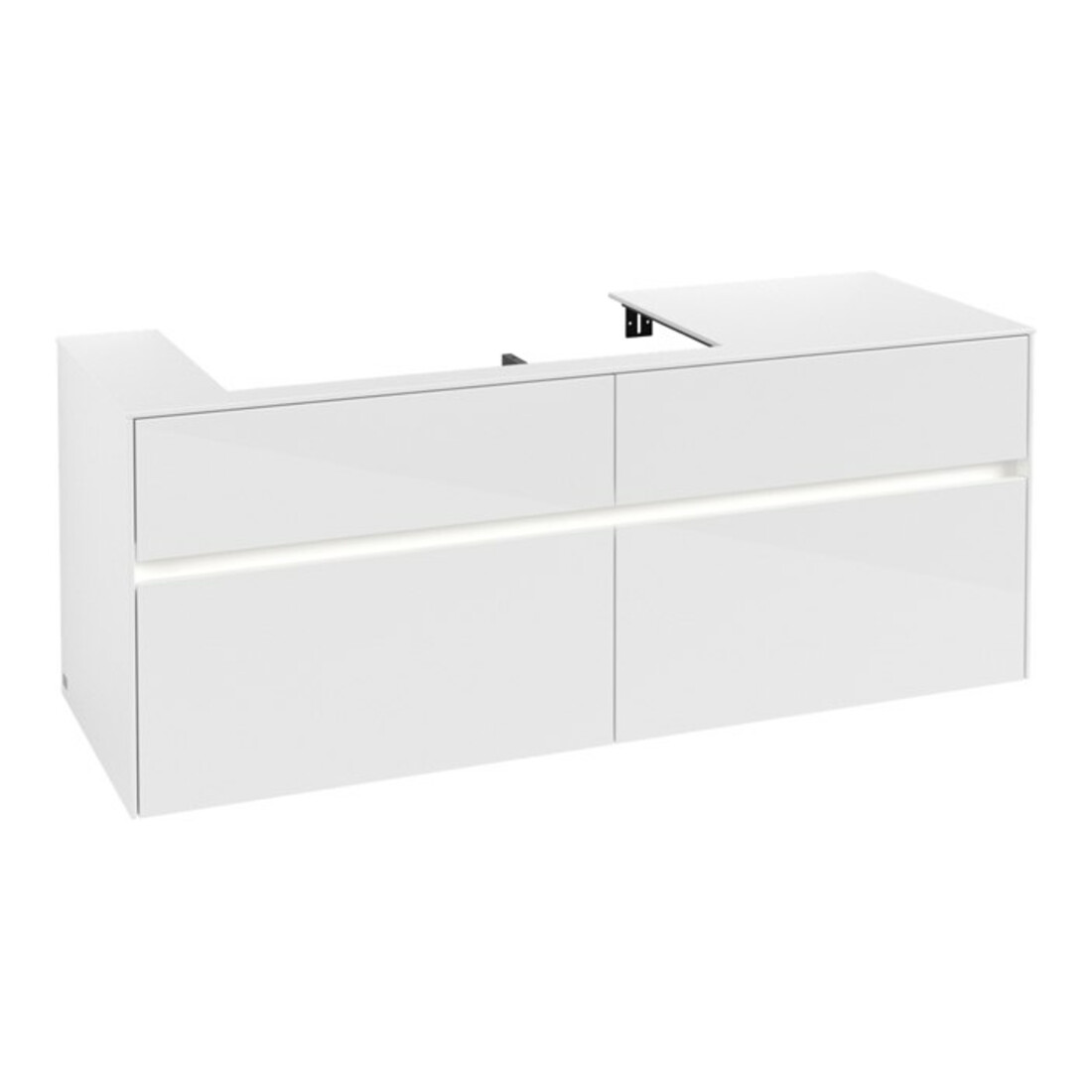 V&B Collaro Meuble sous lavabo 140x54,8x50cm, WT l, LED 10W, blanc brillant