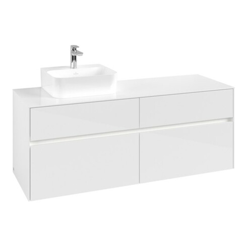 V&B Collaro Meuble sous lavabo 140x54,8x50cm, WT l, LED 10W, blanc glo