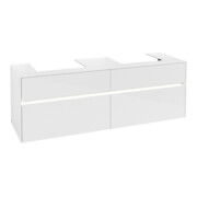 V&B Collaro Meuble sous lavabo 160x54,8x50 cm, 2 portes, avec LED, blanc brillant-1