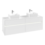 V&B Collaro Meuble sous lavabo 160x54,8x50 cm, 2 portes, avec LED, blanc mat