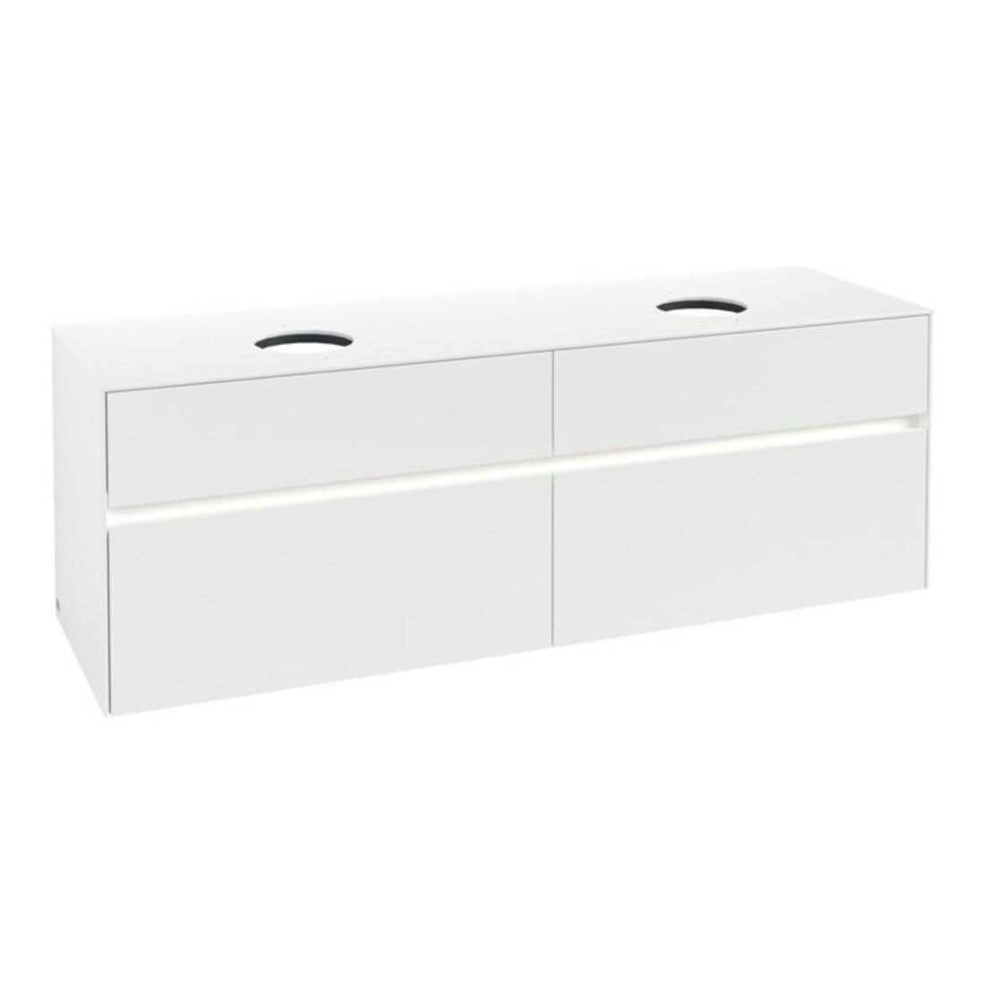 V&B Collaro Meuble sous lavabo 160x54,8x50 cm, 2 portes, avec LED, blanc mat