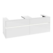 V&B Collaro Meuble sous lavabo 160x54,8x50 cm, 2 tiroirs, avec LED, blanc brillant
