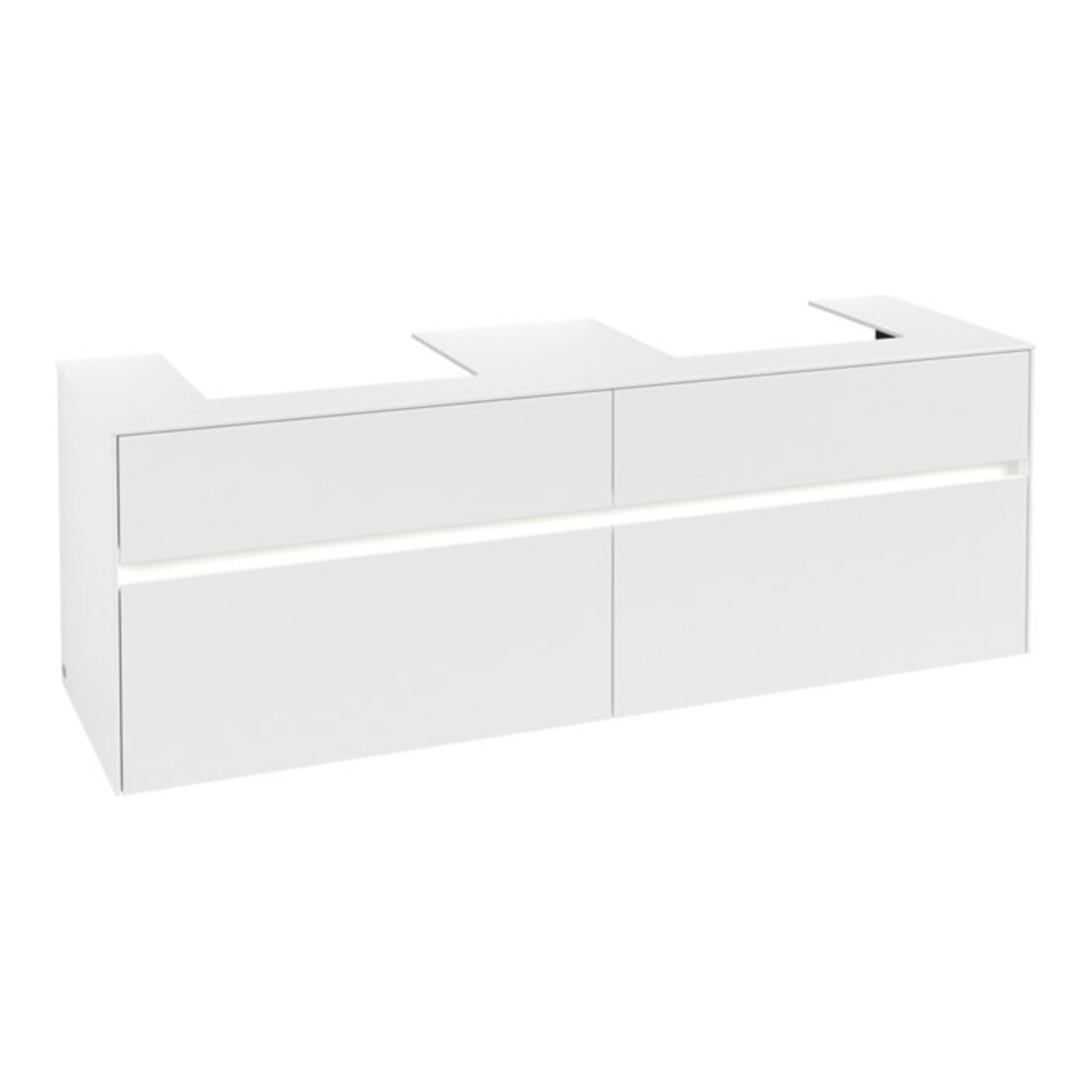 V&B Collaro Meuble sous lavabo 160x54,8x50 cm, 2 tiroirs, avec LED, blanc mat