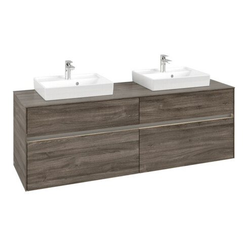 V&B Collaro Meuble sous lavabo 160x54,8x50 cm, 2 tiroirs, avec LED, blanc mat