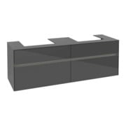 V&B Collaro Meuble sous lavabo 160x54,8x50 cm, 2 tiroirs, avec LED, gris brillant-4