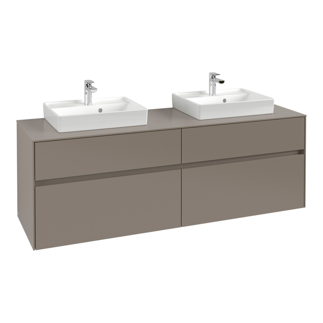 V&B Collaro Meuble sous lavabo 160x54,8x50 cm, 2 tiroirs, avec LED, gris so.