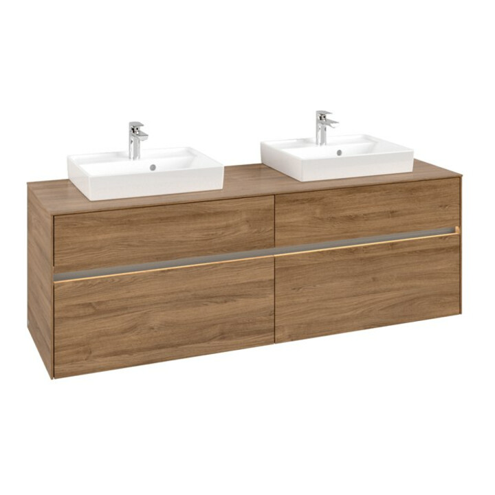 V&B Collaro Meuble sous lavabo 160x54,8x50 cm, 2 tiroirs, avec LED, Kan Oa