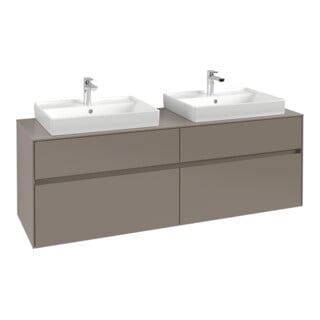 V&B Collaro Meuble sous lavabo 160x54,8x50 cm, 2 tiroirs, avec LED, marbre bl.