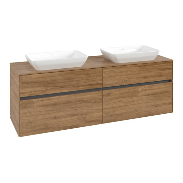 V&B Collaro Meuble sous lavabo 160x54,8x50 cm, 2 tiroirs, chêne Kansas