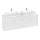 V&B Collaro Meuble sous lavabo 160x54,8x50 cm, 2 tiroirs, LED 12W, blanc brillant-1