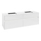 V&B Collaro Meuble sous lavabo 160x54,8x50 cm, 2 tiroirs, LED 12W, blanc brillant