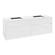 V&B Collaro Meuble sous lavabo 160x54,8x50 cm, 2 tiroirs, LED 12W, blanc brillant-4
