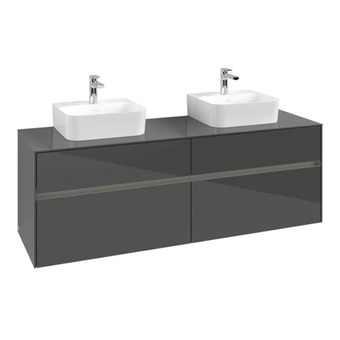 V&B Collaro Meuble sous lavabo 160x54,8x50 cm, 2 tiroirs, LED 12W, glo Gr