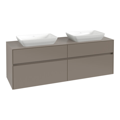 V&B Collaro Meuble sous lavabo 160x54,8x50 cm, 2 tiroirs, LED 12W, graphite