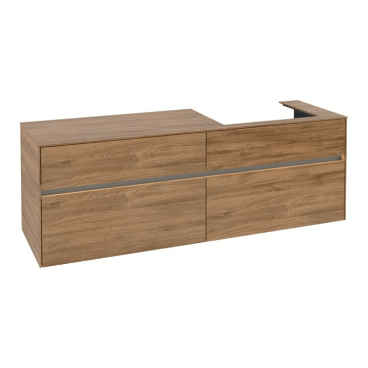 V&B Collaro Meuble sous lavabo 160x54,8x50 cm, lavabo droit, LED 12W, Kan Oa