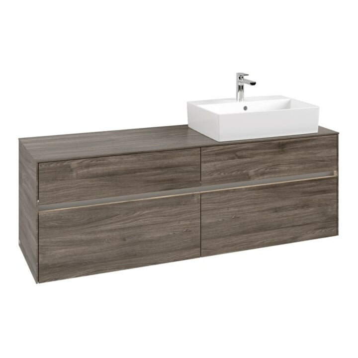 V&B Collaro Meuble sous lavabo 160x54,8x50 cm, lave-mains D, LED 12W, st. Oa