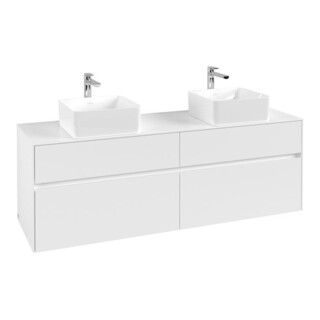 V&B Collaro Meuble sous lavabo 160x54,8x50 cm, pour 2 lavabos, blanc mat