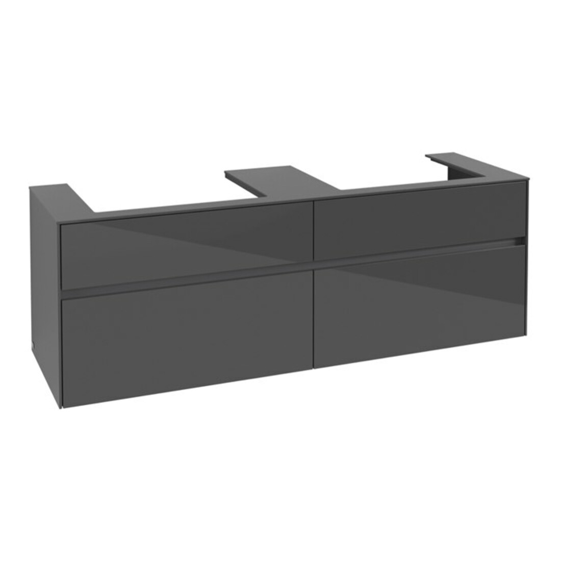 V&B Collaro Meuble sous lavabo 160x54,8x50 cm, pour 2 lavabos, gris brillant
