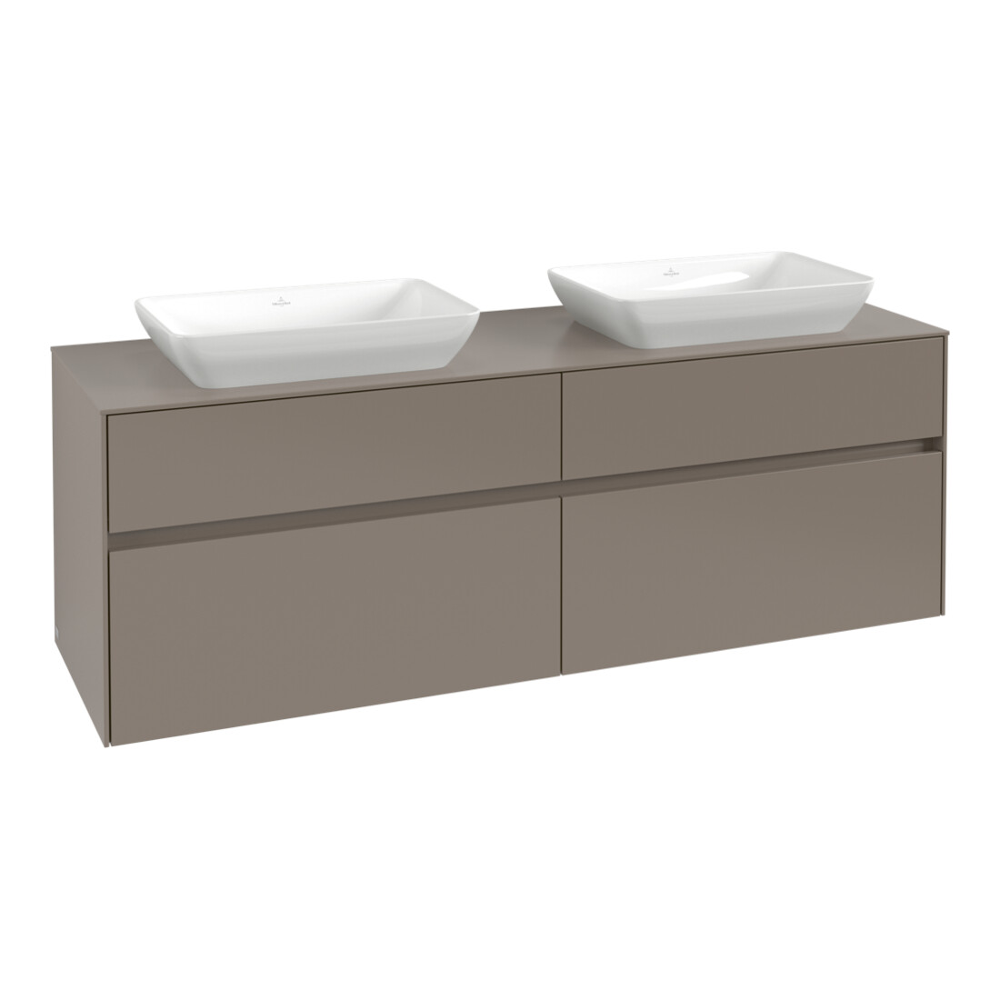 V&B Collaro Meuble sous lavabo 160x54,8x50 cm, pour 2 lavabos, rouge vin