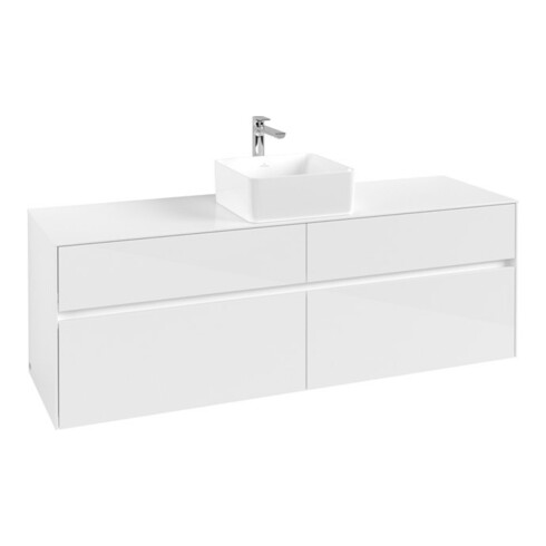 V&B Collaro Meuble sous lavabo 160x54,8x50 cm, vasque centrale, blanc brillant