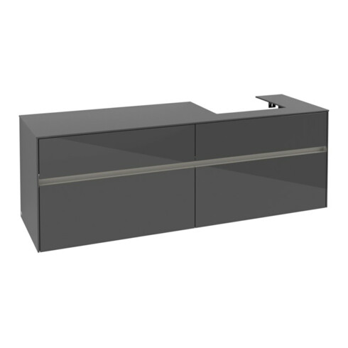 V&B Collaro Meuble sous lavabo 160x54,8x50 cm, vasque droite, LED 12W, glo Gr