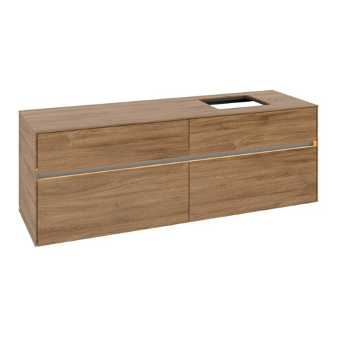 V&B Collaro Meuble sous lavabo 160x54,8x50 cm, vasque droite, LED 12W, Kan Oa