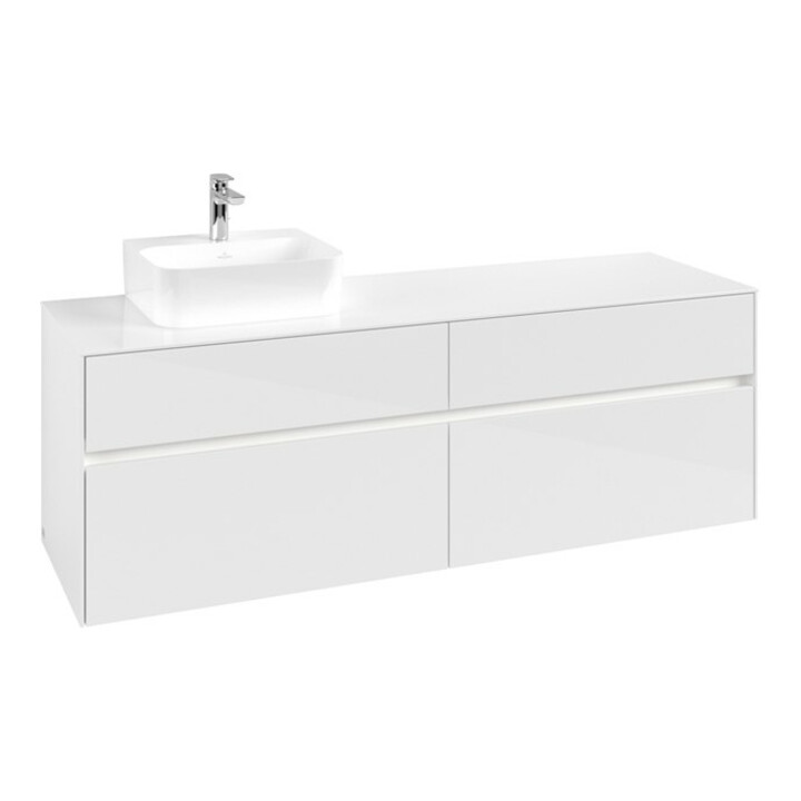 V&B Collaro Meuble sous lavabo 160x54,8x50 cm, WT l, LED 12W, blanc brillant