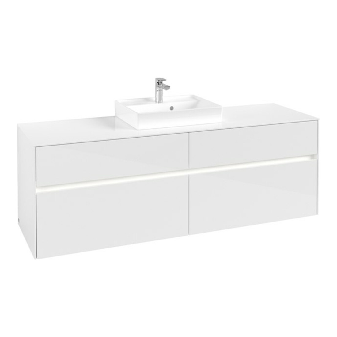V&B Collaro Meuble sous lavabo 160x54,8x50 cm, WT mi, LED 12W, blanc brillant